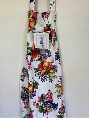 NWT April Cornell Full Apron Fruit Floral Print 100% Cotton